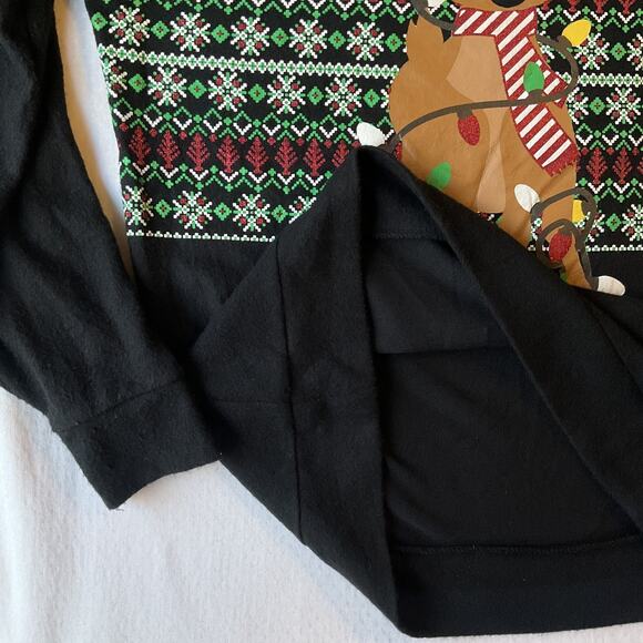 No Boundaries Women Sweatshirt M (7-9) Black Fair Isle Reindeer Christmas - Picture 7 of 9